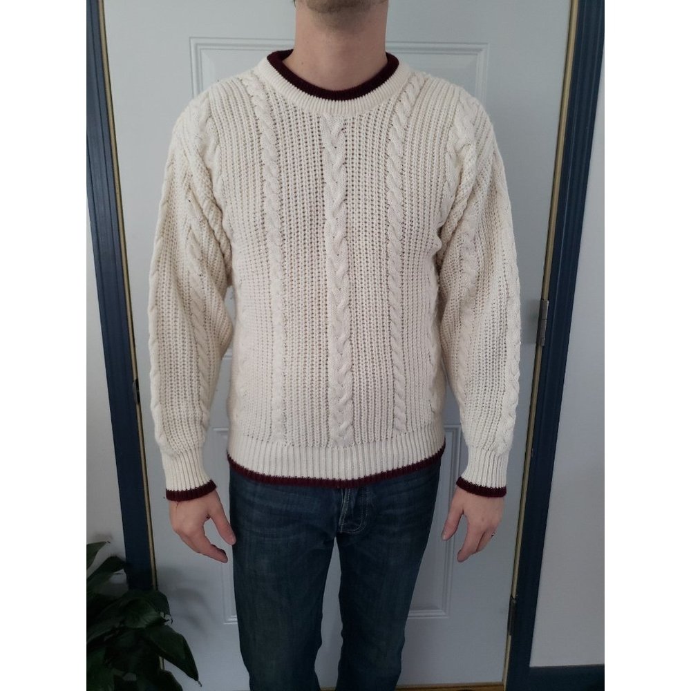 90s Cream Cable Knit Sweater‎